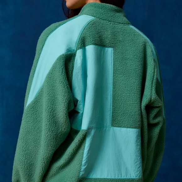 NEW UO Bruce Fleece Spliced Zip Up Jacket - Picture 3 of 7